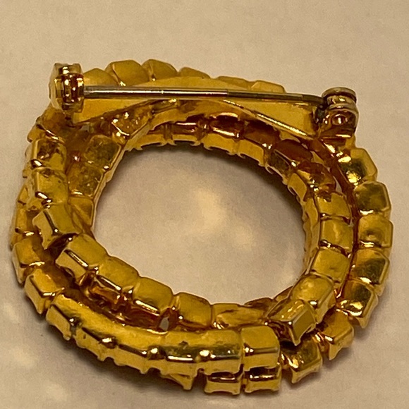 Vintage BROOCH red white and blue 
rhinestone gold Eternity stacked wreath PIN - Picture 9 of 15